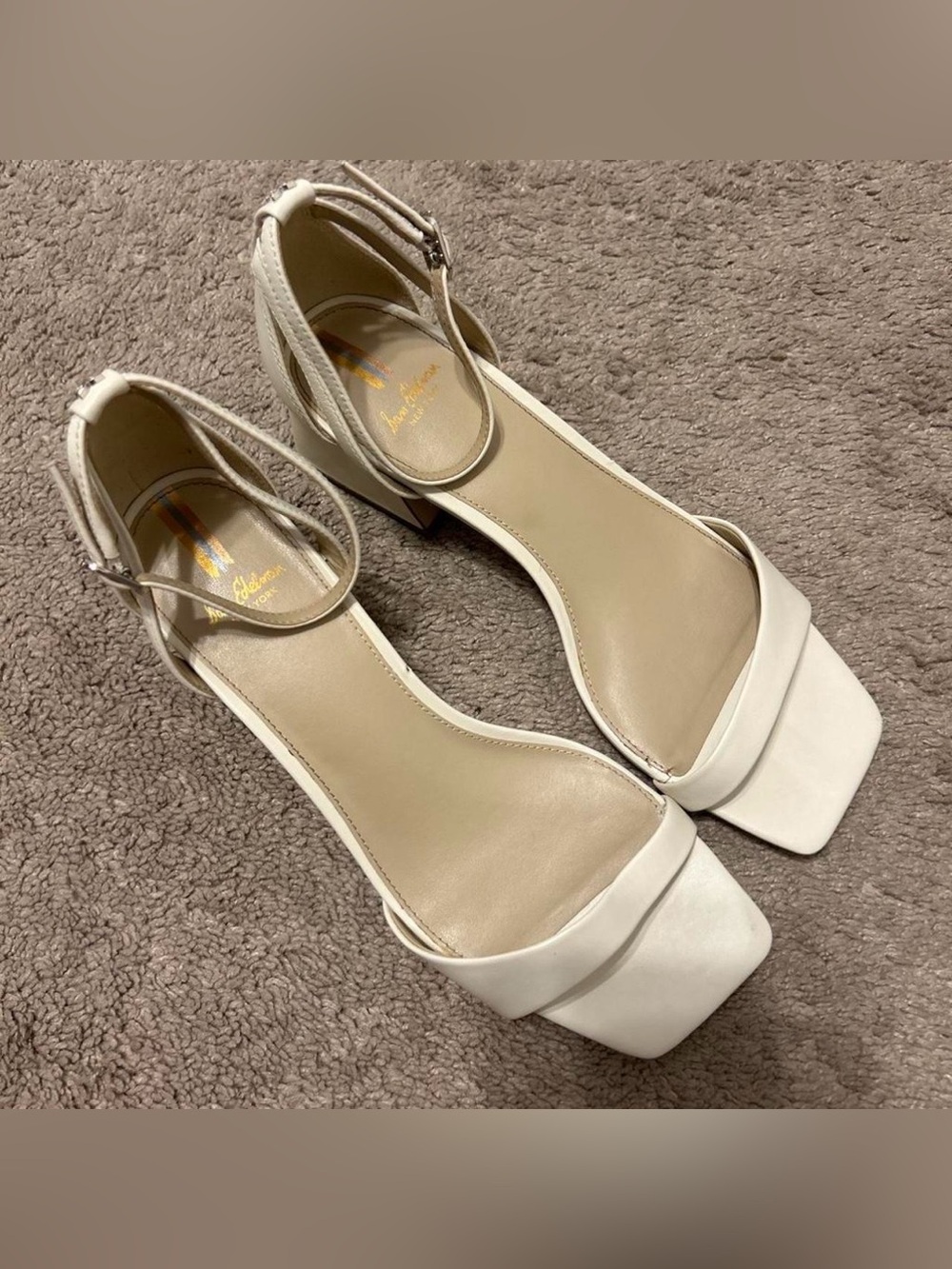 Sam Edelman Heeled Ivory Leather Sandals
